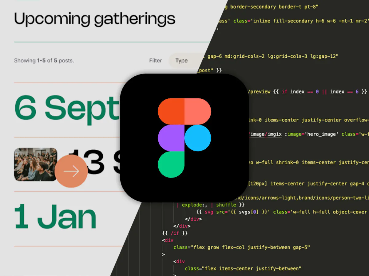 Figma logo over design and code
