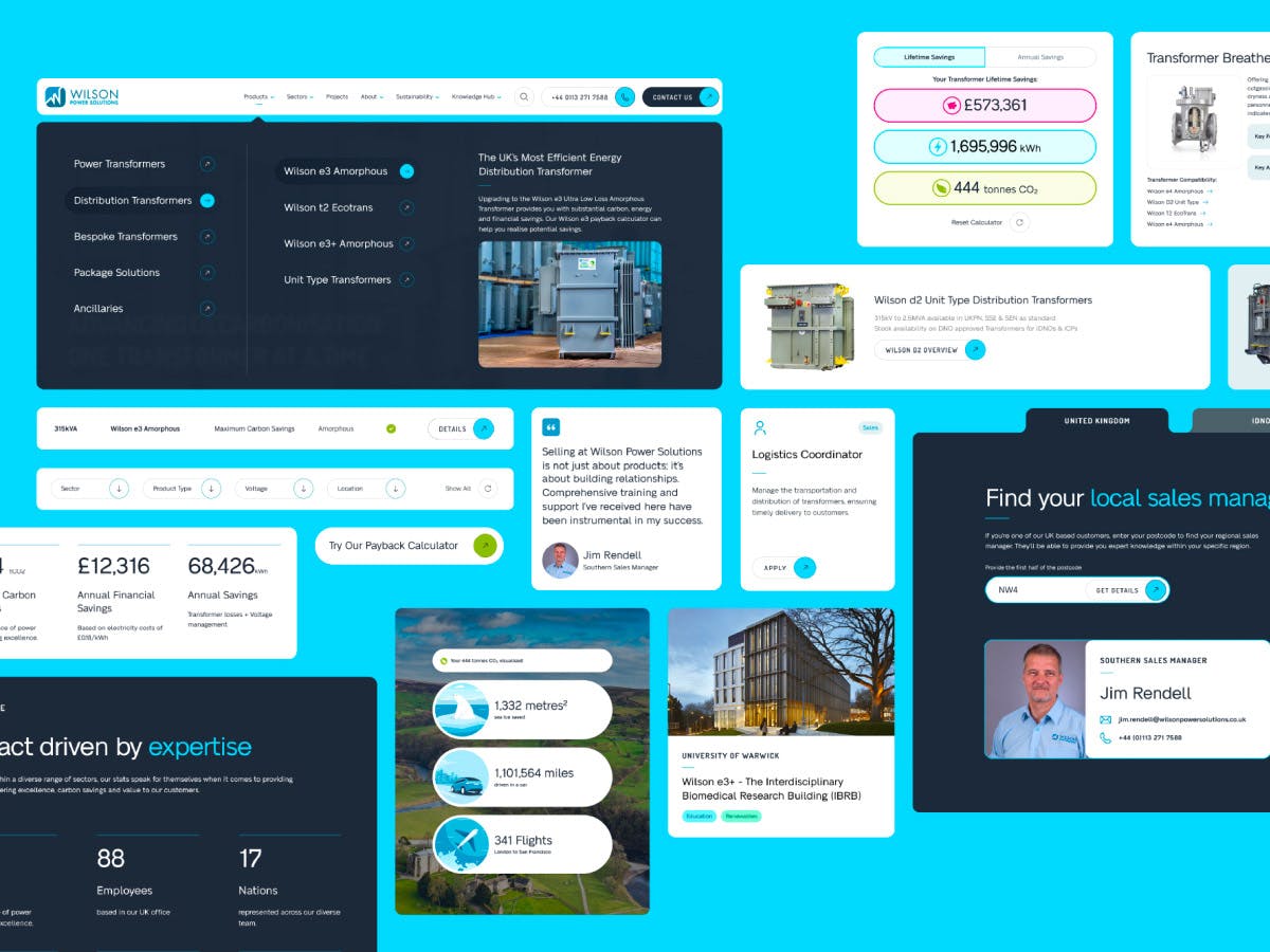 Mockup of website components