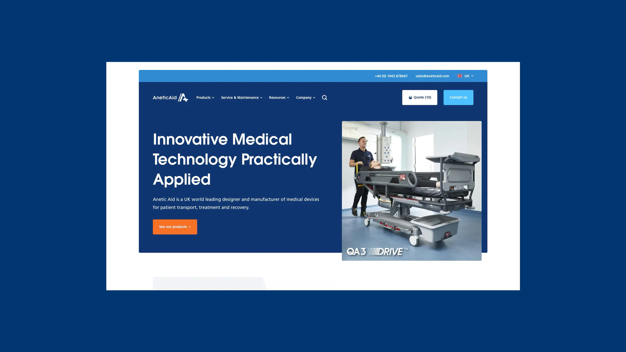 Image of the Anetic Aid website homepage.