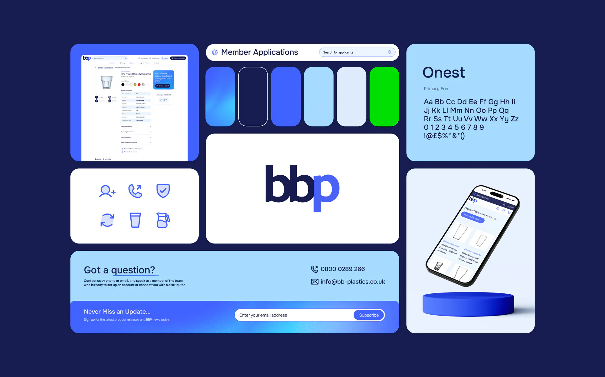 Grid layout of the BBP brand.