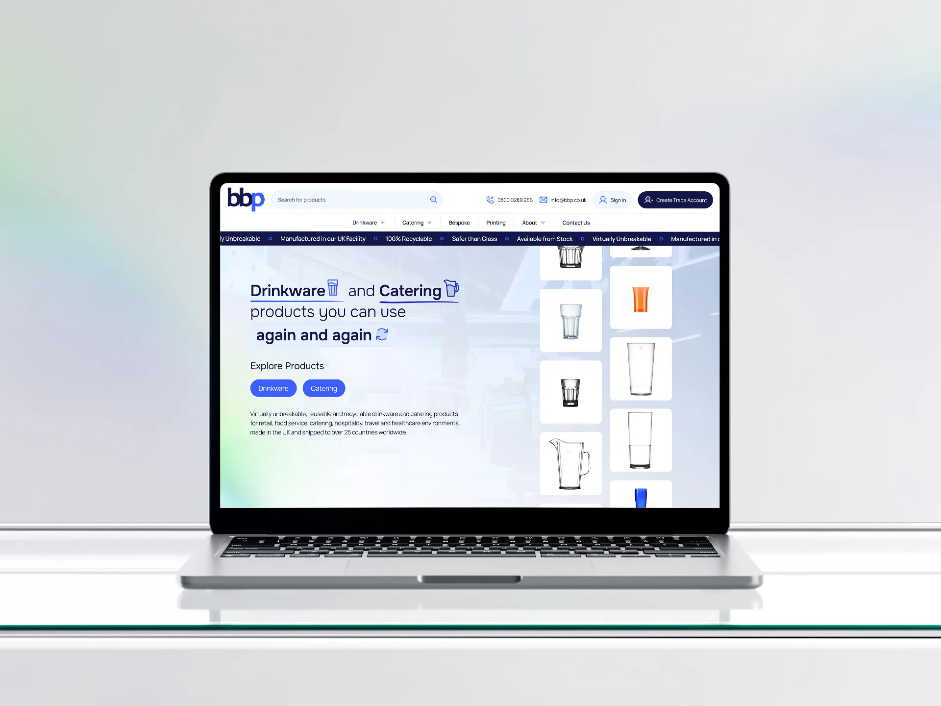 Mockup of the BBP website homepage.