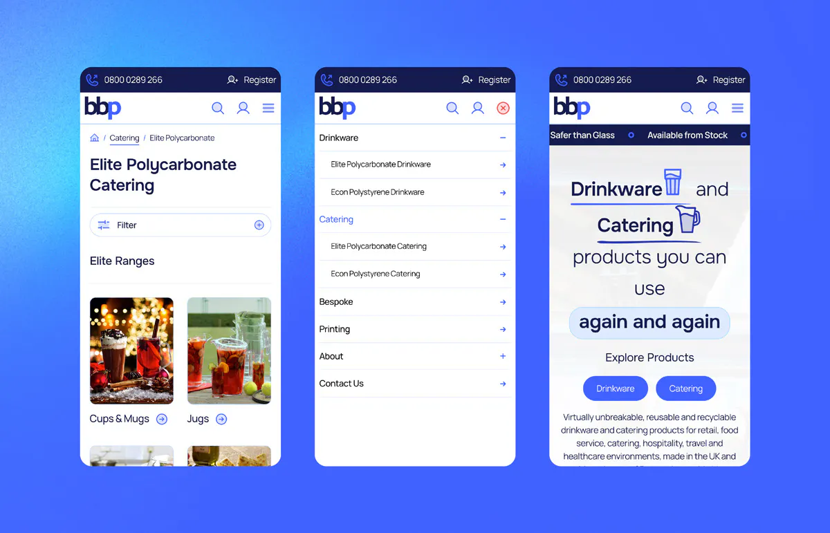 Image of the BBP website mobile screens.