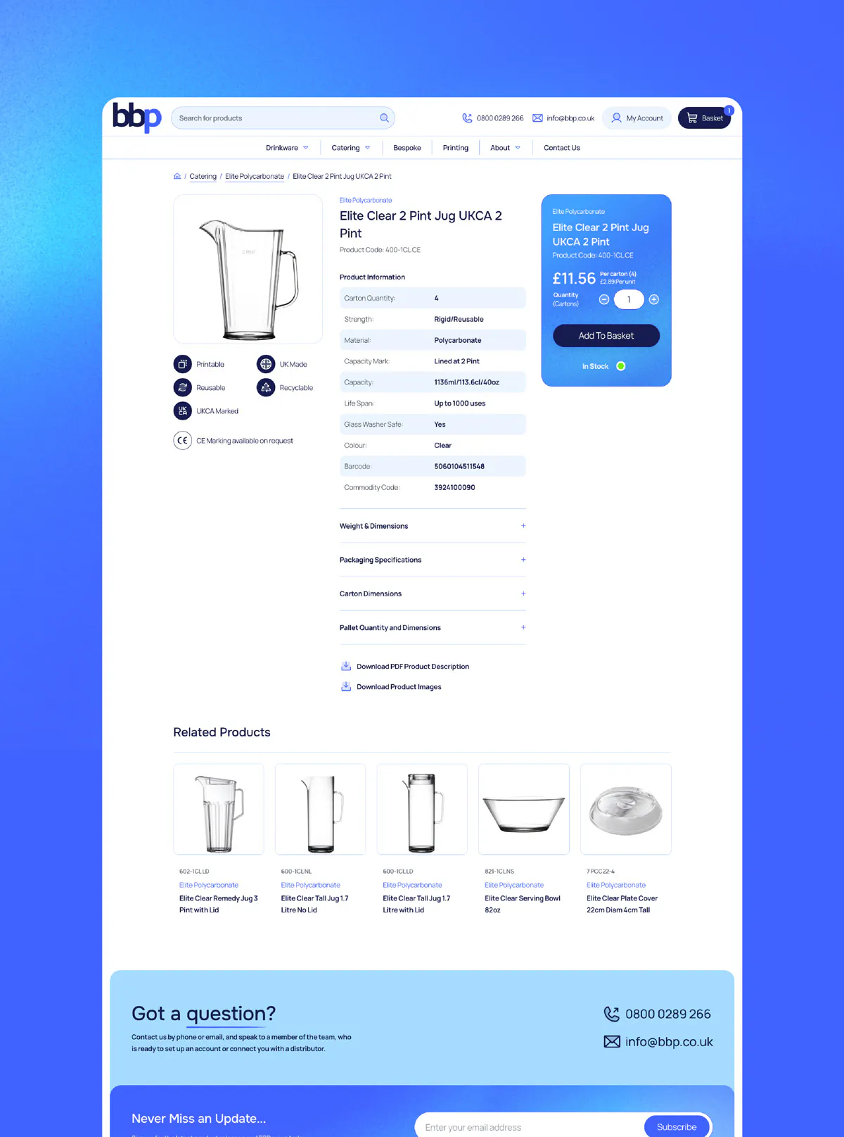 Image of the BBP product page with live pricing.