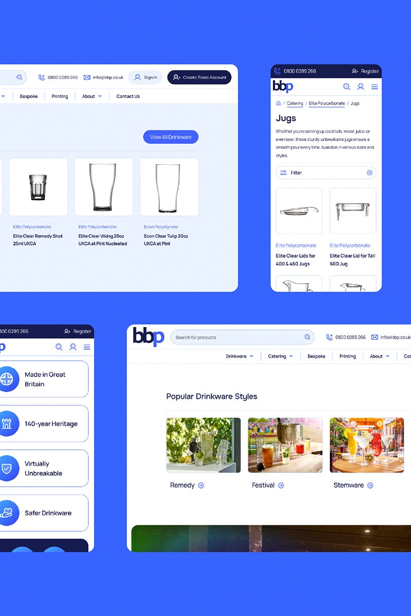 Mockups of BBP website