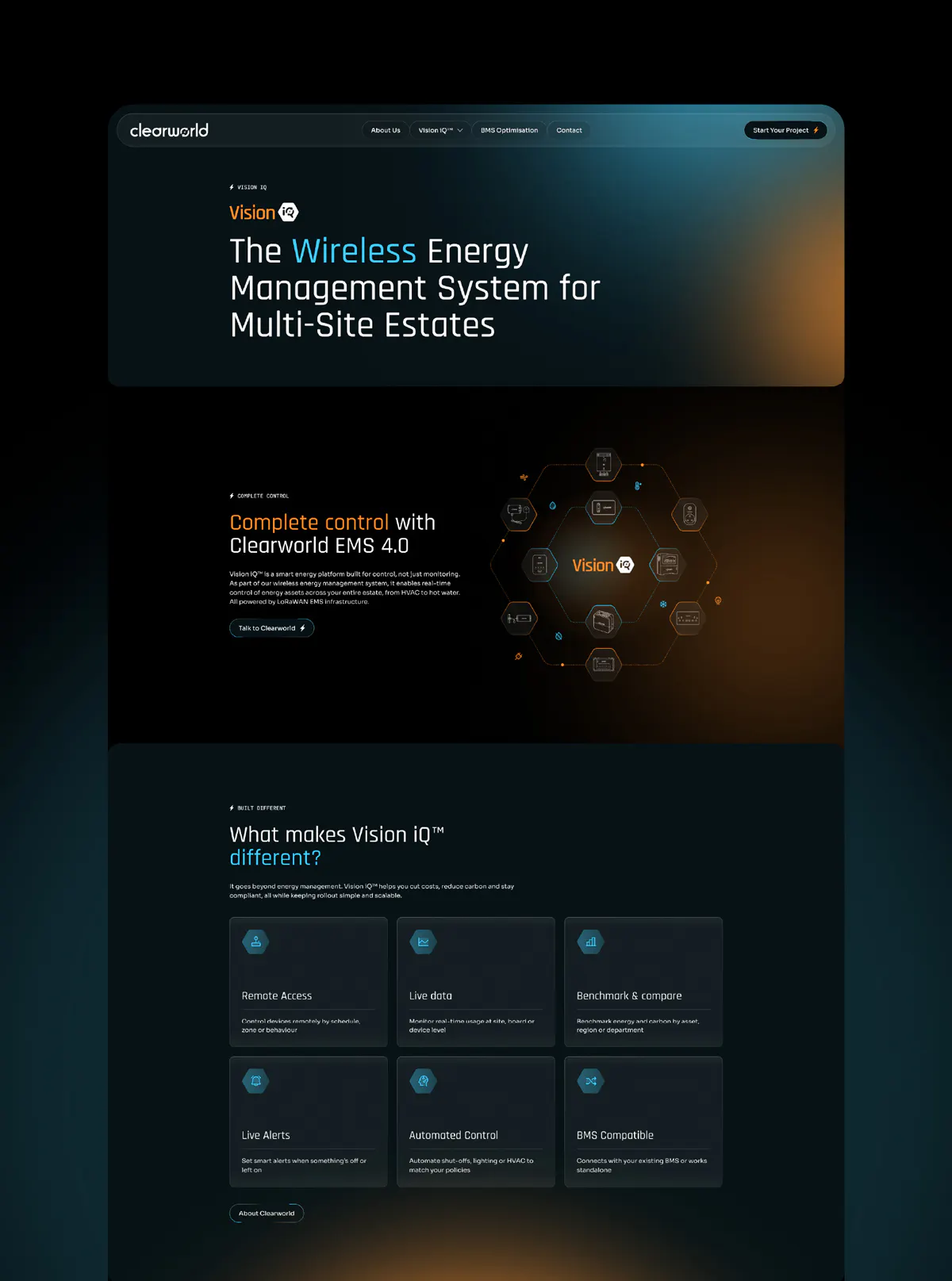 Image of the Vision IQ Clearworld website page.