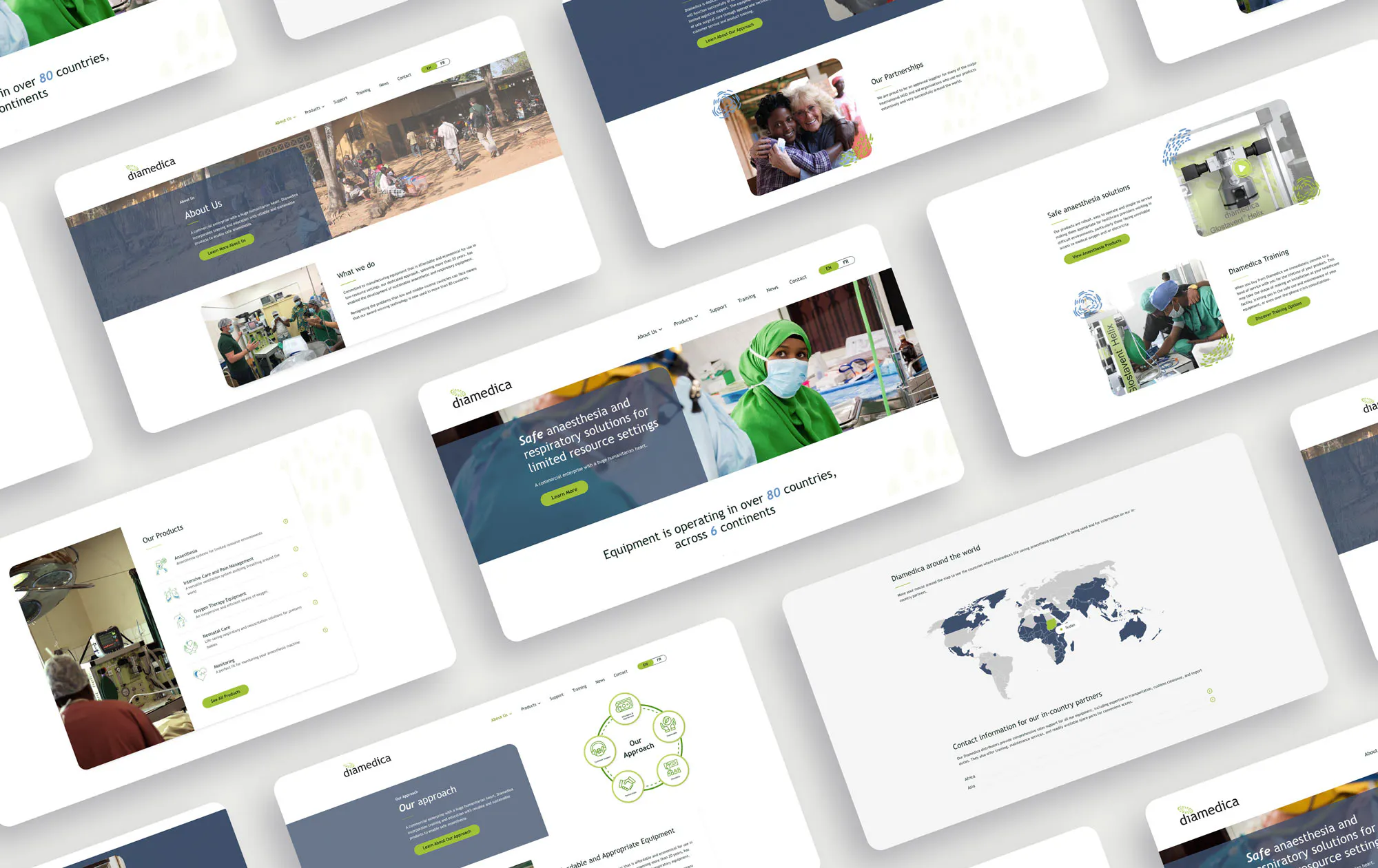 Image of multiple Diamedica website screens.