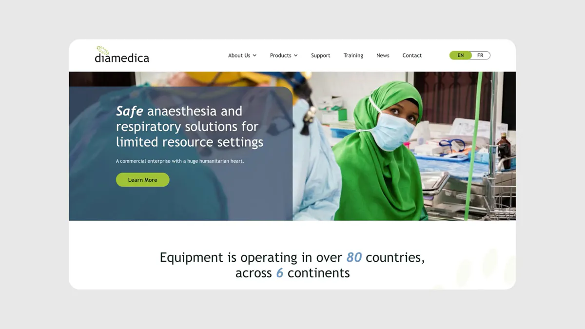 Image of the Diamedica website header.