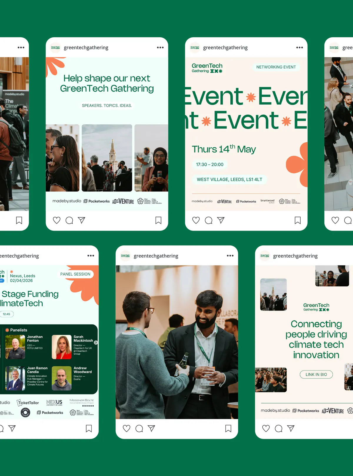 Image of GreenTech Gathering social media posts.