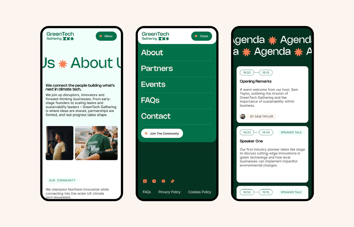 Image of GreenTech Gathering mobile website.