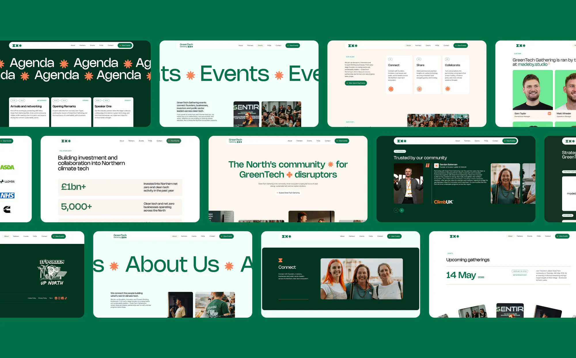 Image of GreenTech Gathering website pages.