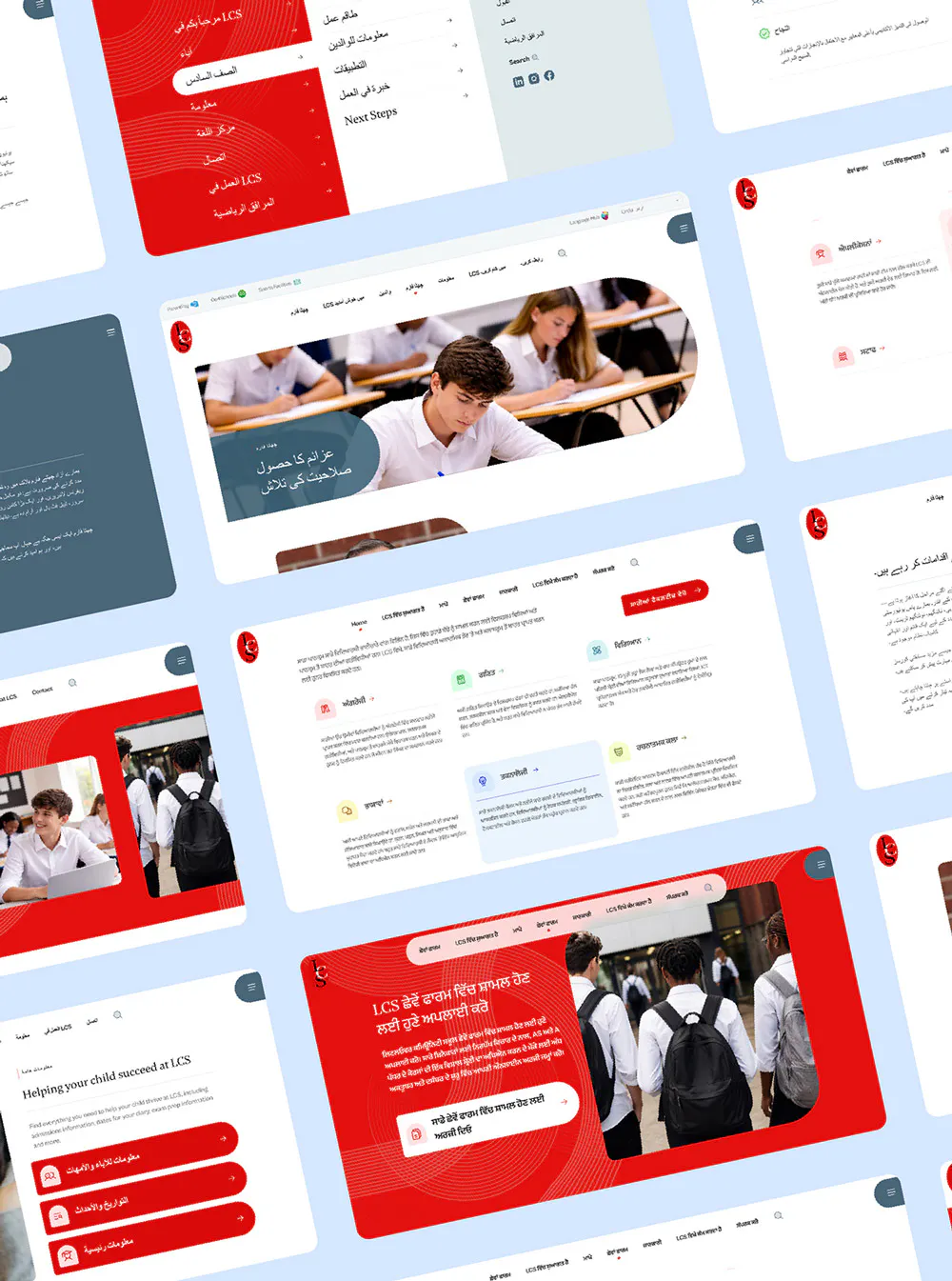 Image of multiple Littleover website screens translated.