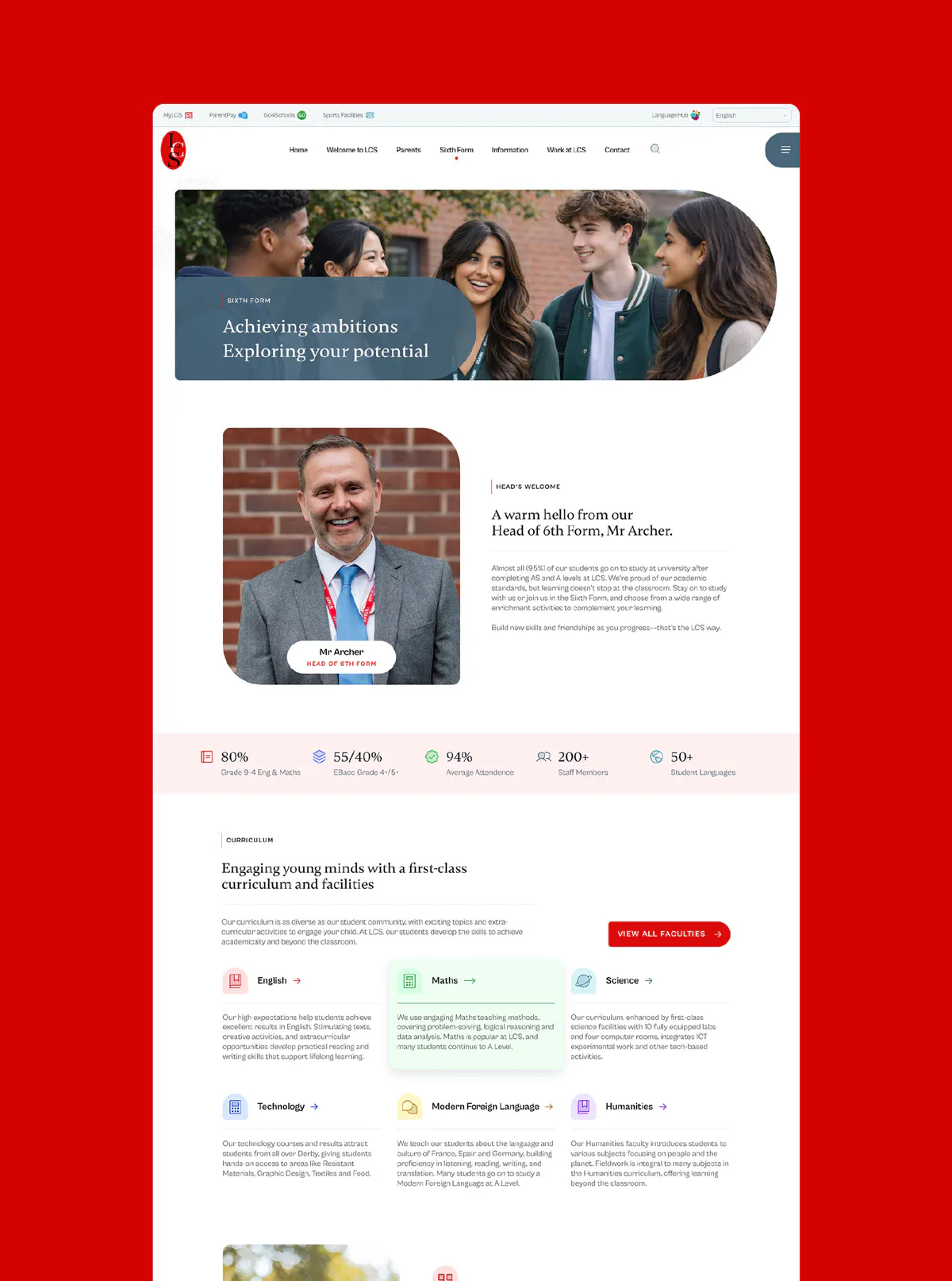 Image of the Littleover Sixth Form website page.