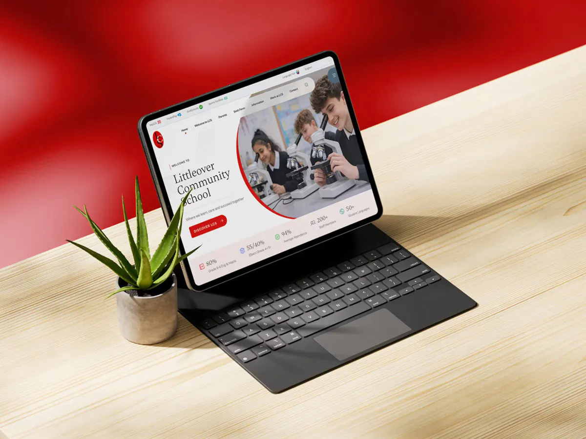Tablet mockup of the Littleover website.