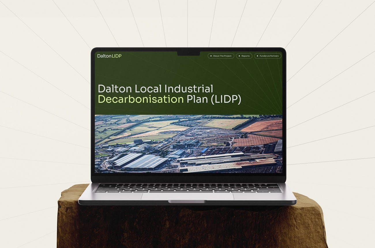 Laptop mockup of the Dalton LIDP website homepage.