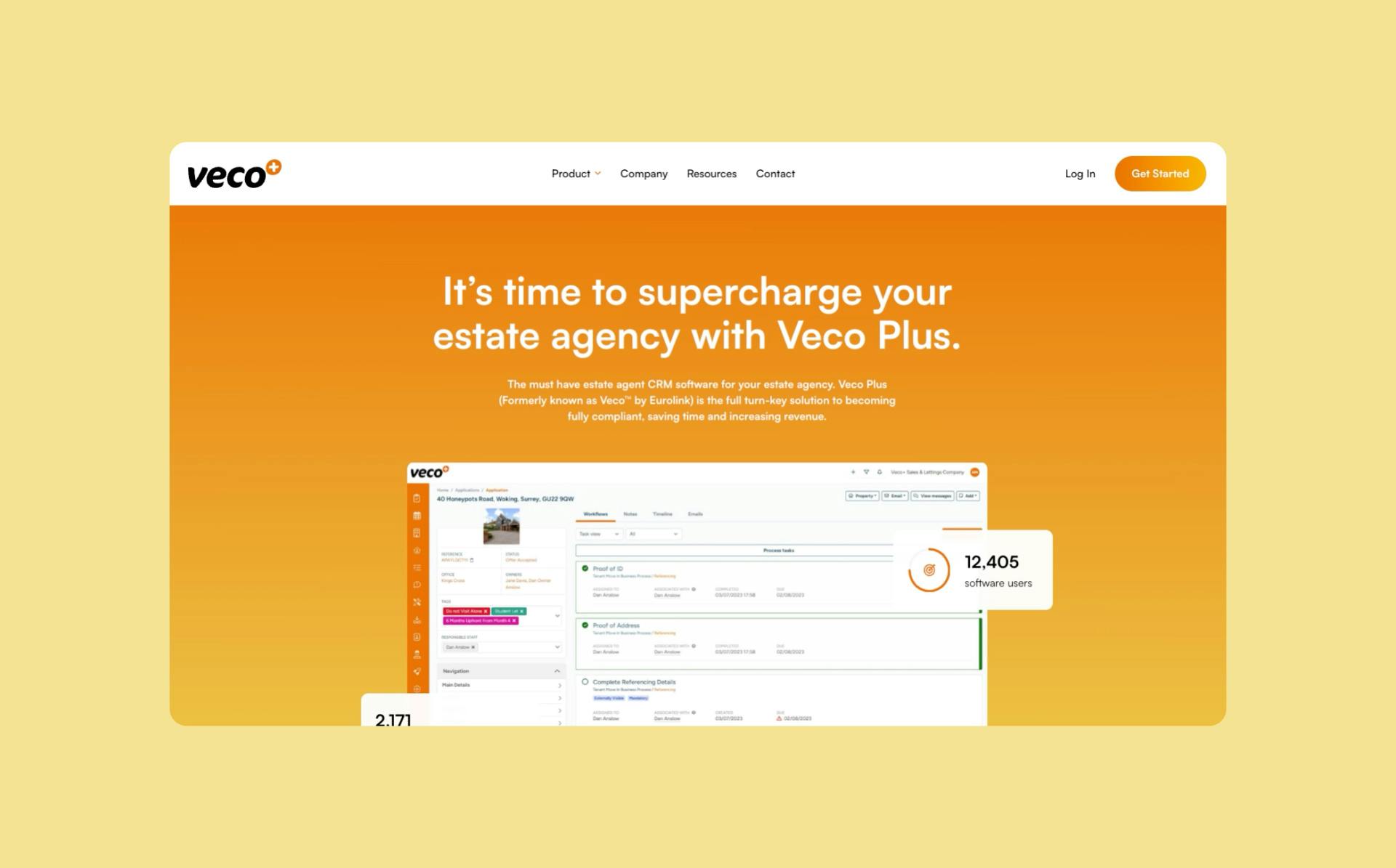 An image of the Veco Plus website homepage.