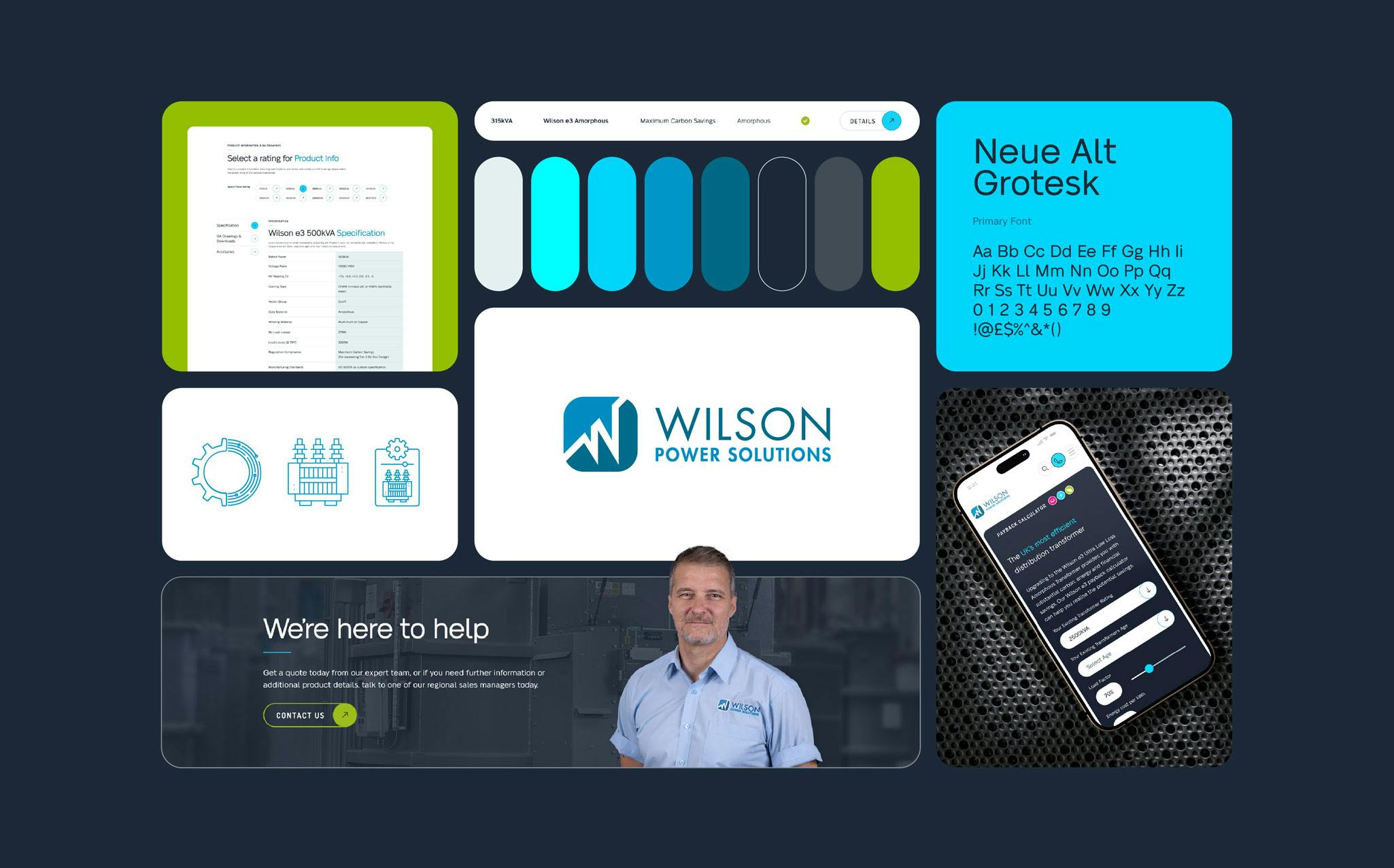 Grid layout of Wilson Power brand.