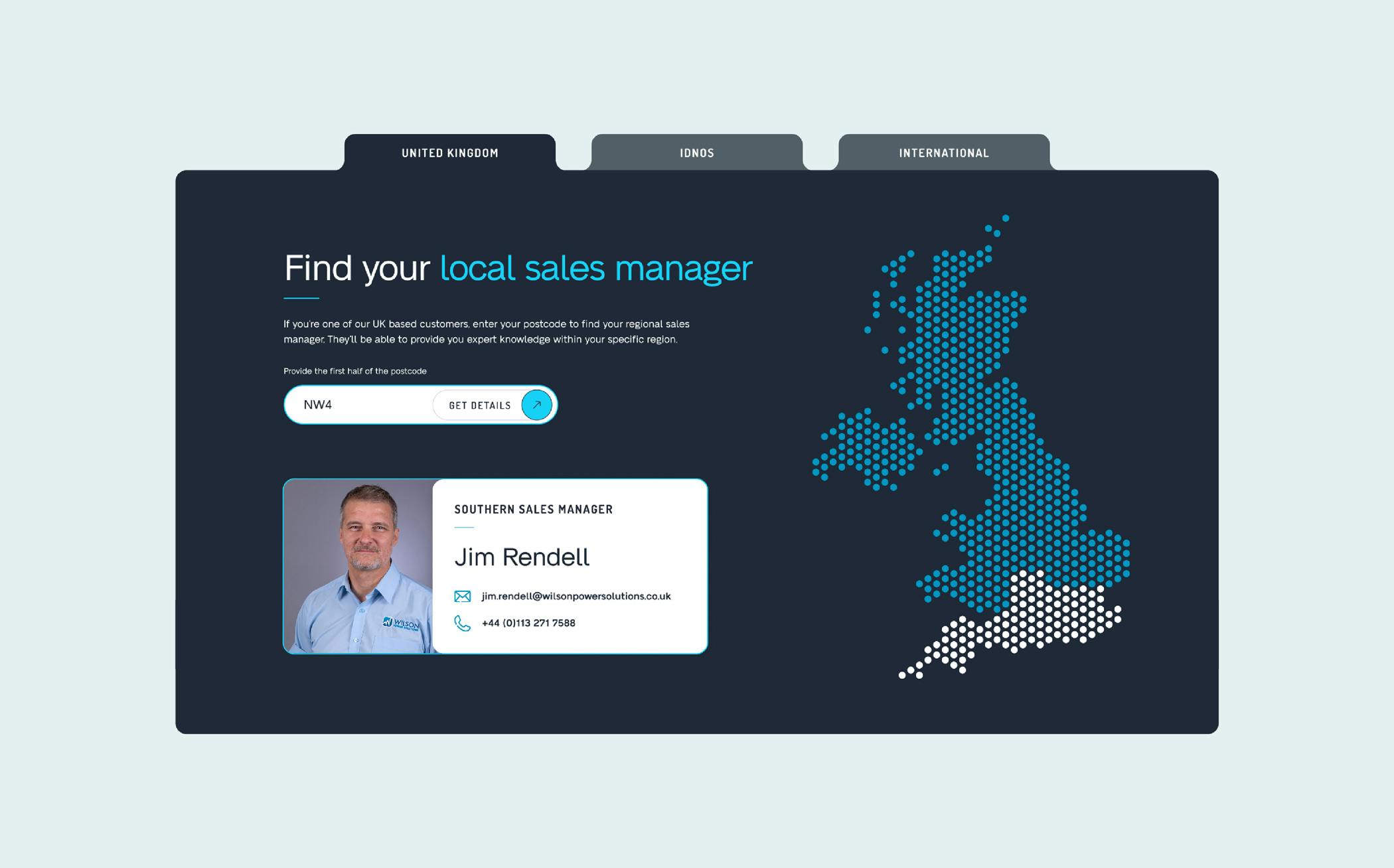 Image of Wilson Power Solutions interactive map.