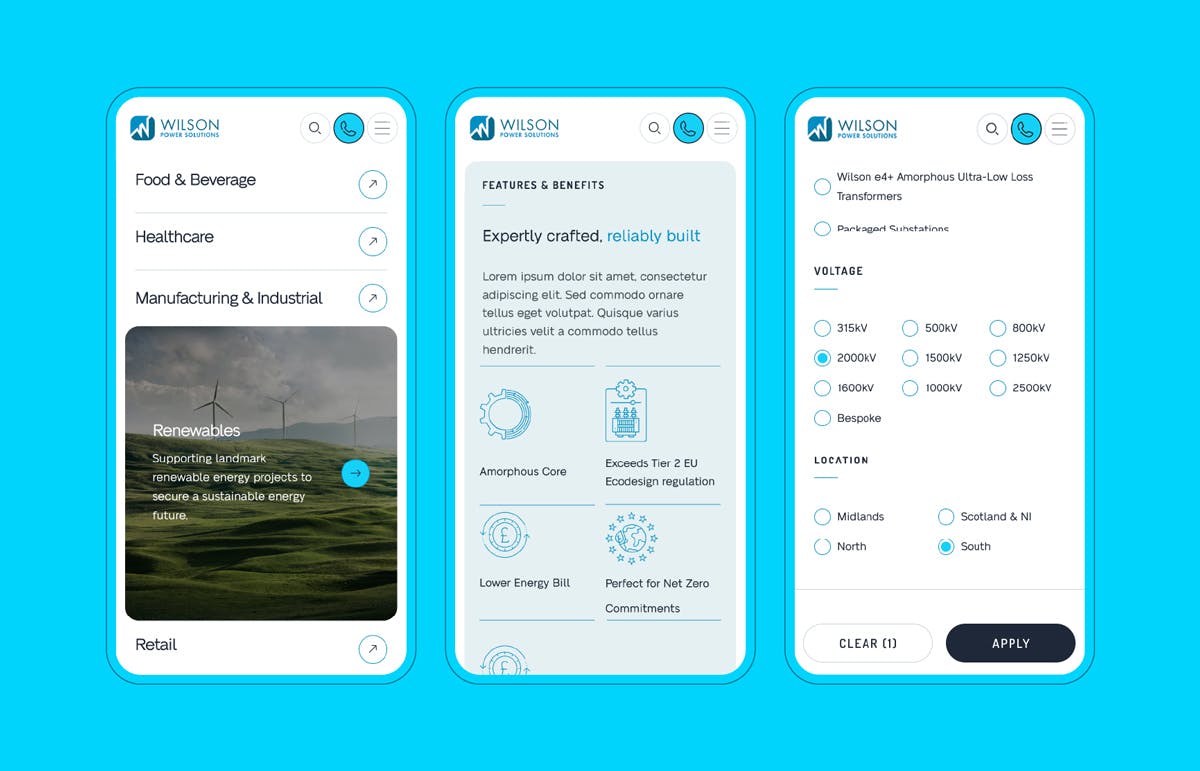 Image of Wilson Power Solutions mobile screens.
