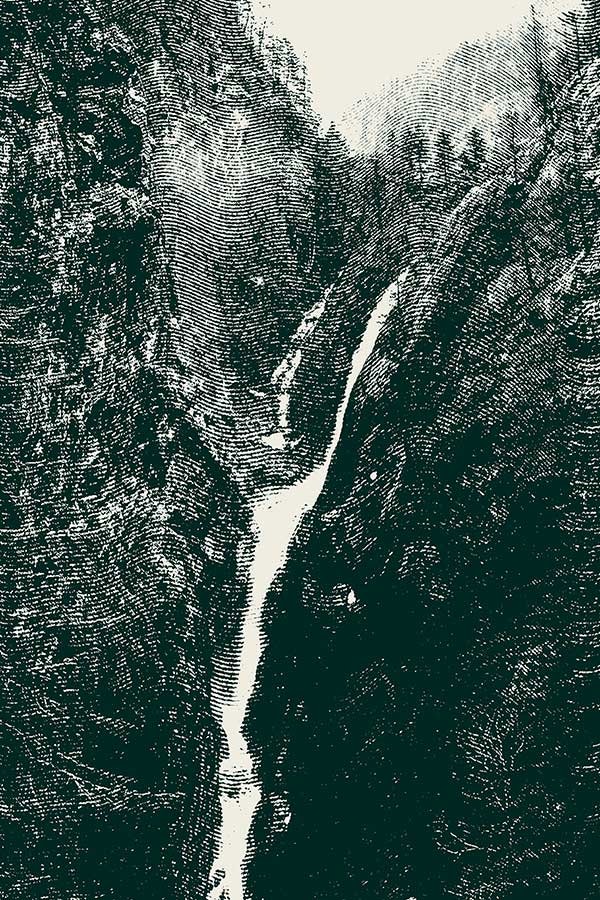 Dithered image of a waterfall