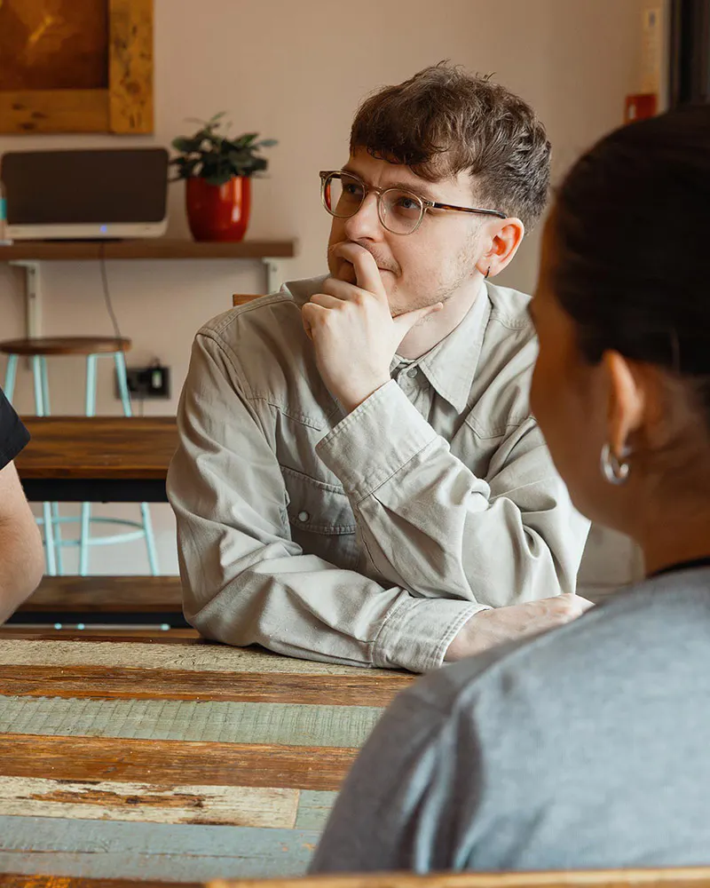 Man in a thoughtful pose