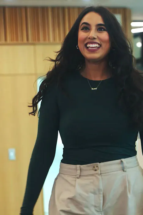 madeby.studio employee Zahra walking through Nexus Leeds